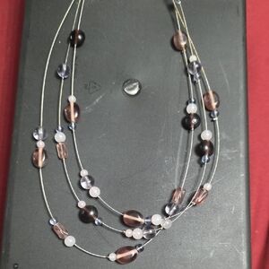 Lia Sophia Elegant Multi-Strand Necklace with Black and Pink Accents